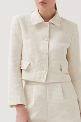 Button-Up Tweed Jacket in Butter
